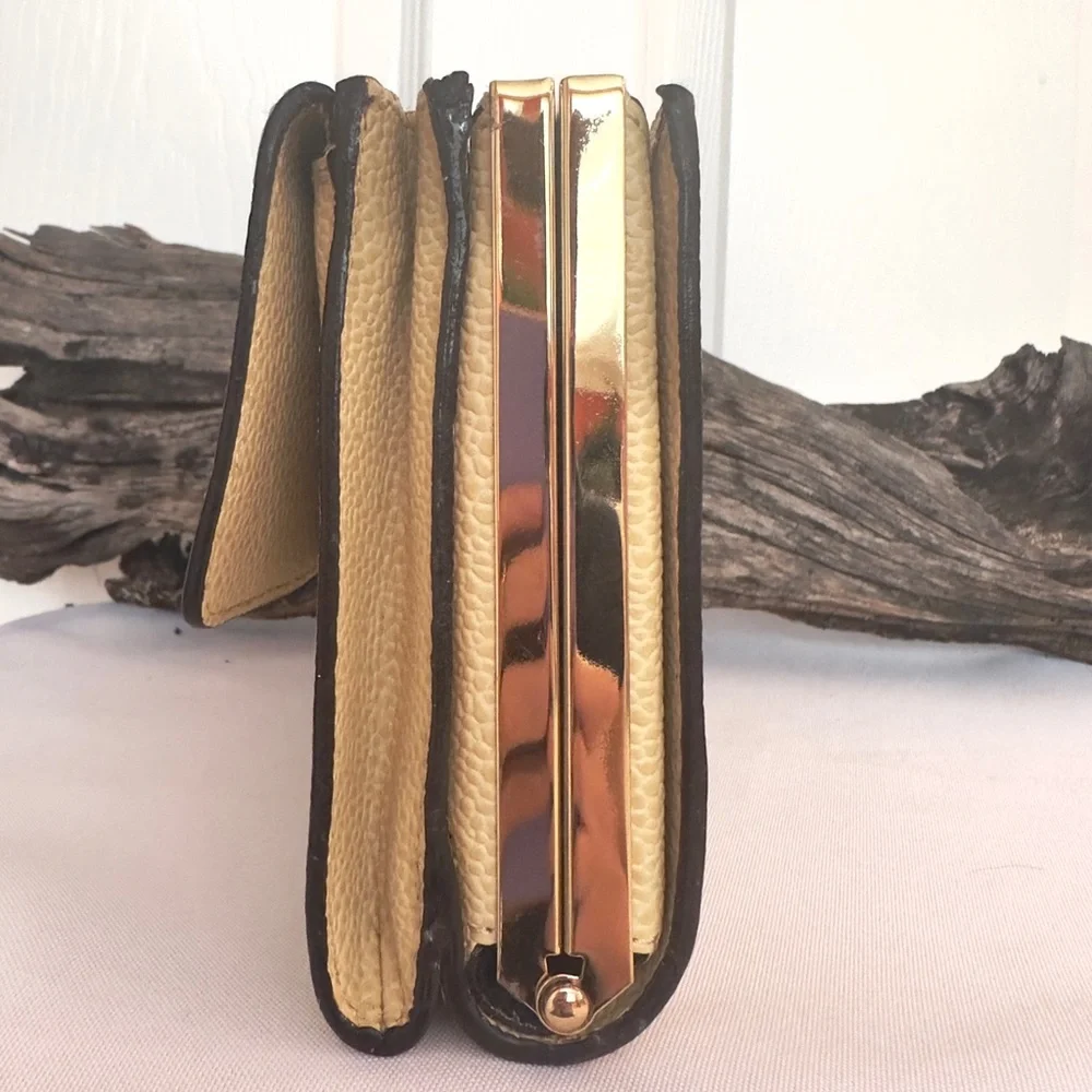 REBECCA MINKOFF ~ Cream Clutch w/Yellow and Gray Accents Gold Toned Hardware